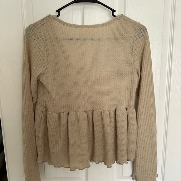 Tan Babydoll Long Sleeve Sweater - Picture 3 of 3